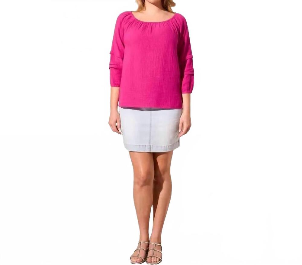 NEW TRIBAL on-off shoulder blouse in passion fruit